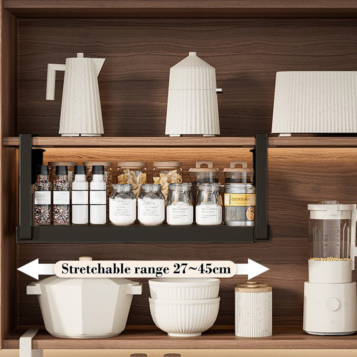 Telescopic Under Shelf Basket, Expandable Steel Cupboard Rack - Image 6