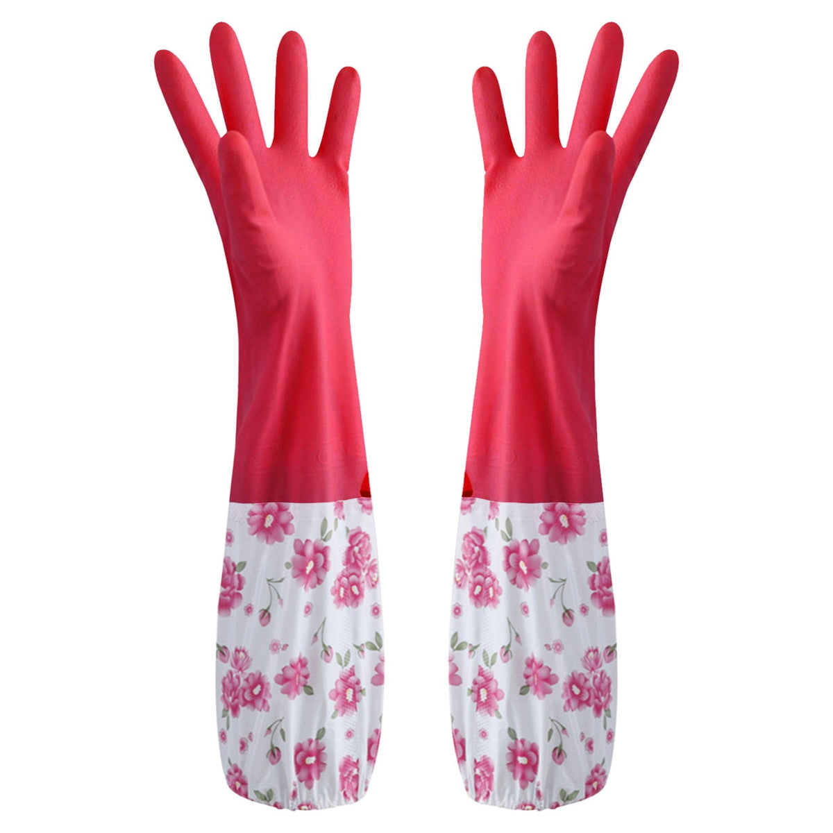 Reusable Rubber Cleaning Gloves, Medium with Flocked Cotton Lining