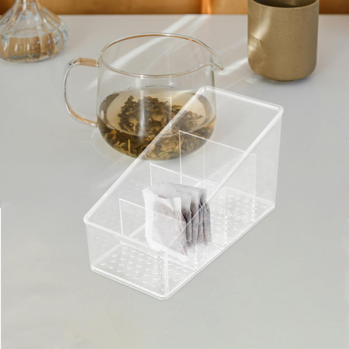 Clear Tea Bag Organizer with Divider for Sugar and Coffee Packets - Image 4