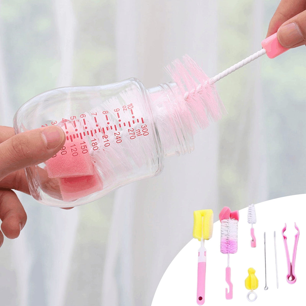 Baby Bottle Brush Kit, 7 Piece Set with Nipple and Straw Cleaners - Image 2