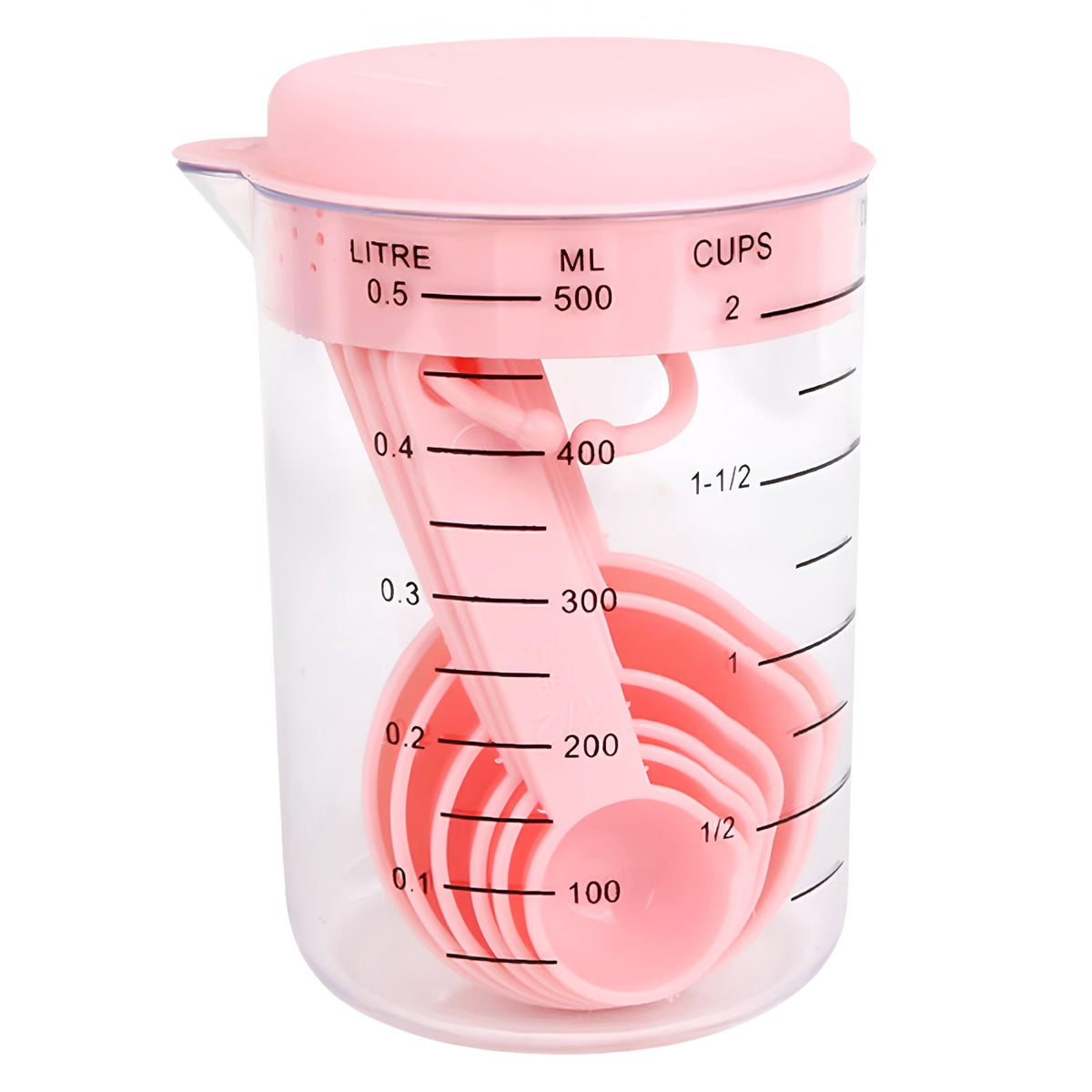 Measuring Cup and Spoon Set, 7 Pieces with Lidded 500 ml Jug - Image 2